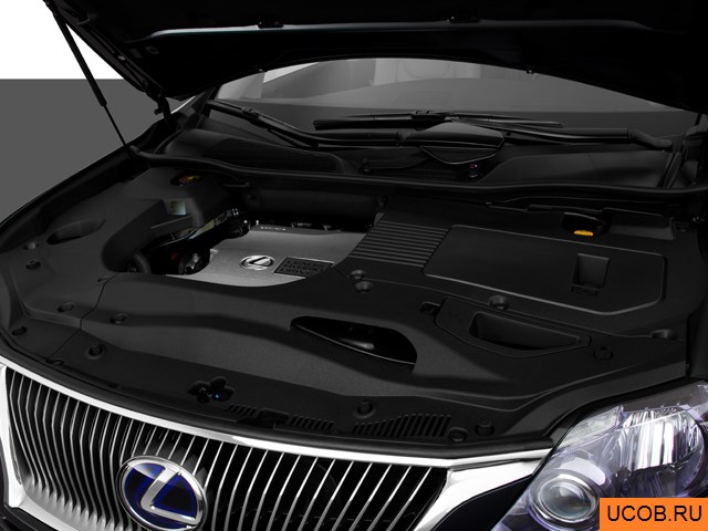 CUV 2011 года Lexus RX Hybrid в 3D. Моторный отсек.
