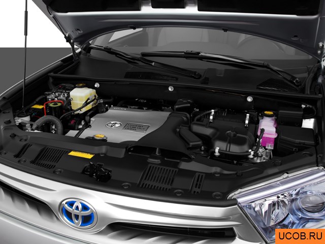 CUV 2011 года Toyota Highlander Hybrid в 3D. Моторный отсек.