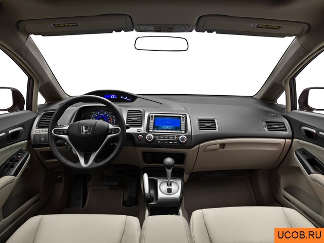 Sedan 2011 года Honda Civic в 3D. Вид водительского места.