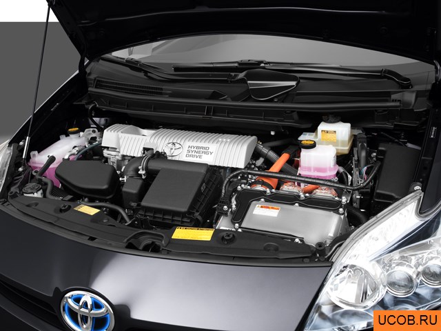 Hatchback 2011 года Toyota Prius Hybrid в 3D. Моторный отсек.