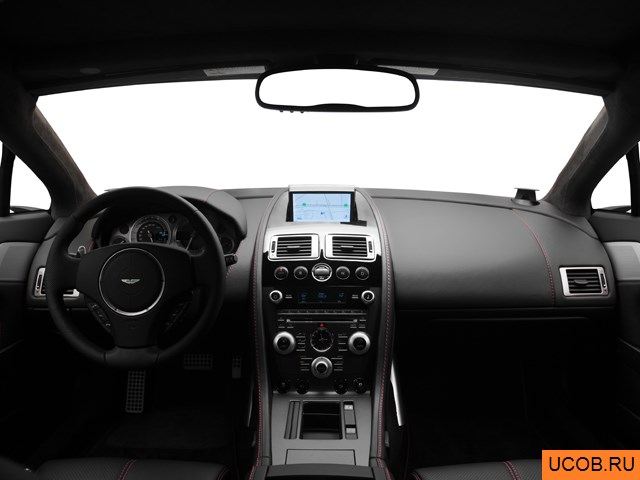Coupe 2011 года Aston Martin V8 Vantage в 3D. Вид водительского места.
