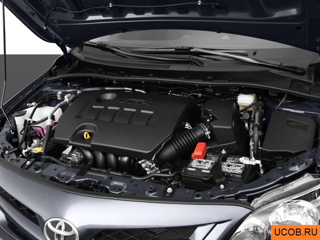 Sedan 2011 года Toyota Corolla в 3D. Моторный отсек.