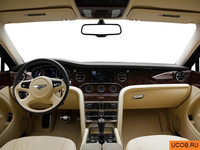 Sedan 2011 года Bentley Mulsanne в 3D. Вид водительского места.
