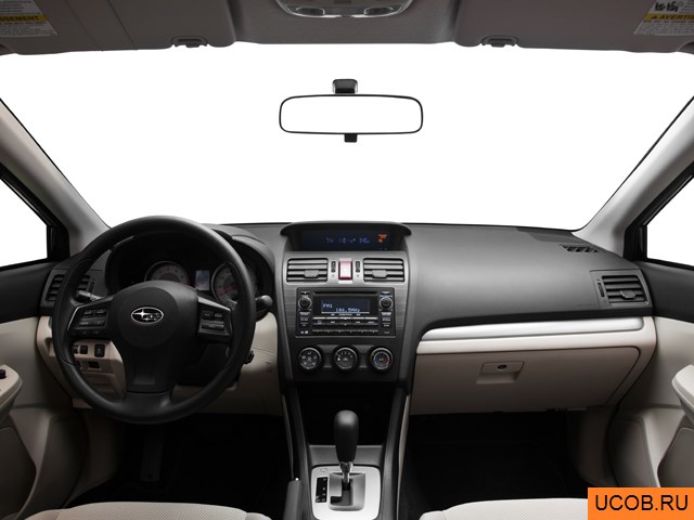 Sedan 2012 года Subaru Impreza в 3D. Вид водительского места.