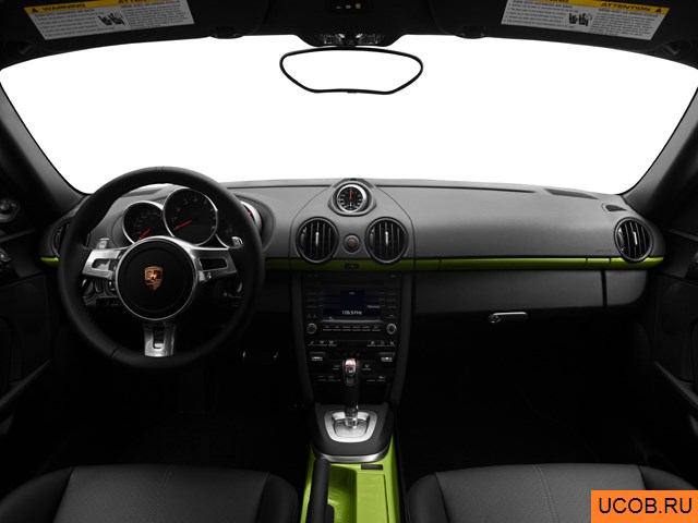 Coupe 2012 года Porsche Cayman в 3D. Вид водительского места.