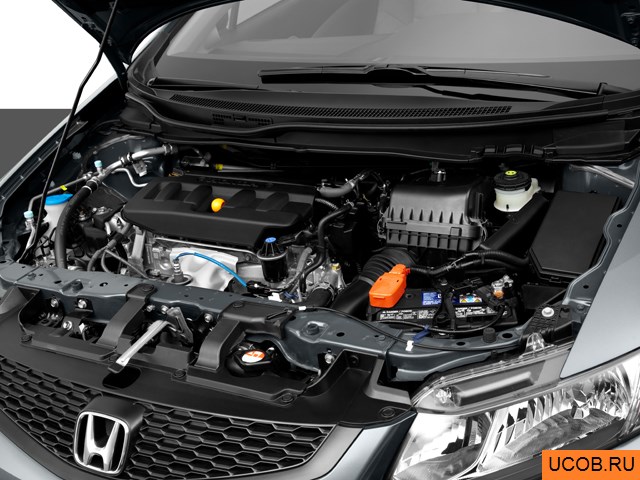 Coupe 2012 года Honda Civic в 3D. Моторный отсек.