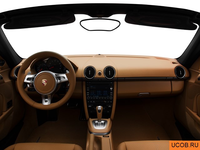 Roadster 2012 года Porsche Boxster в 3D. Вид водительского места.