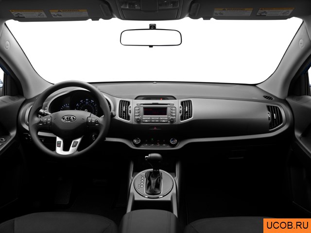 CUV 2012 года Kia Sportage в 3D. Вид водительского места.