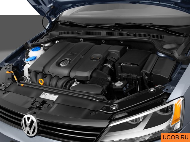 Sedan 2012 года Volkswagen Jetta в 3D. Моторный отсек.