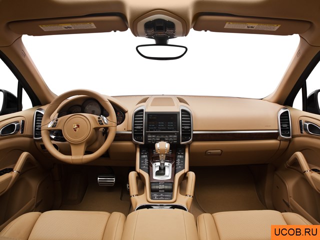 SUV 2012 года Porsche Cayenne Hybrid в 3D. Вид водительского места.