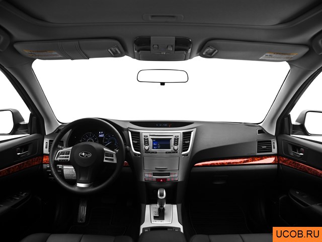 Sedan 2012 года Subaru Legacy в 3D. Вид водительского места.