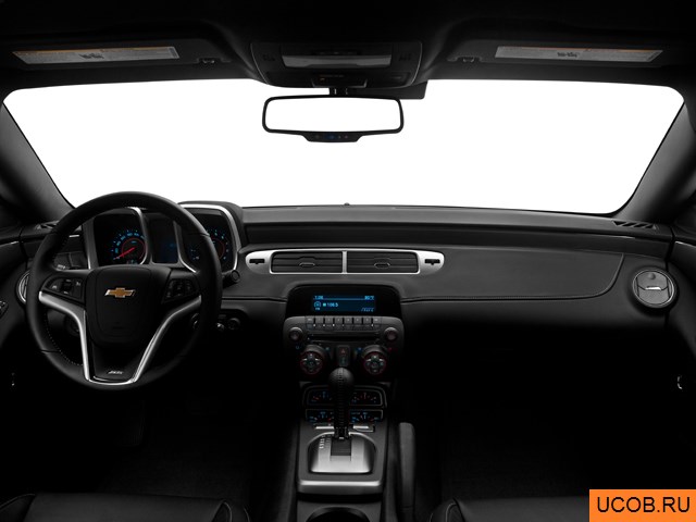 Coupe 2012 года Chevrolet Camaro в 3D. Вид водительского места.