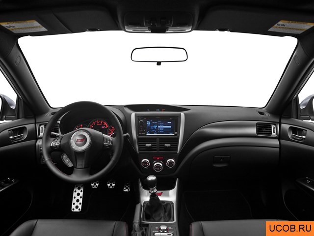 Sedan 2012 года Subaru Impreza WRX в 3D. Вид водительского места.