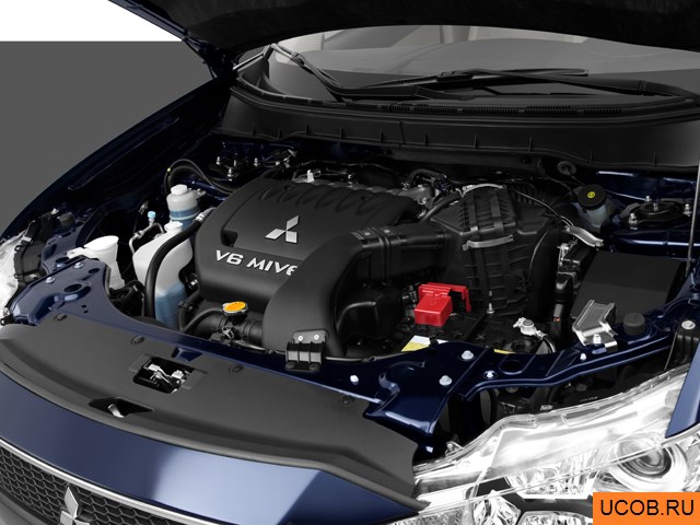 CUV 2012 года Mitsubishi Outlander в 3D. Моторный отсек.
