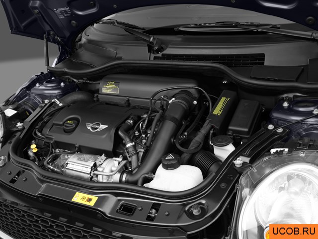 Hatchback 2012 года Mini Cooper в 3D. Моторный отсек.