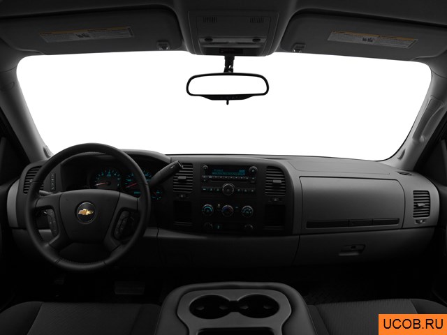 Pickup 2012 года Chevrolet Silverado 1500 в 3D. Вид водительского места.