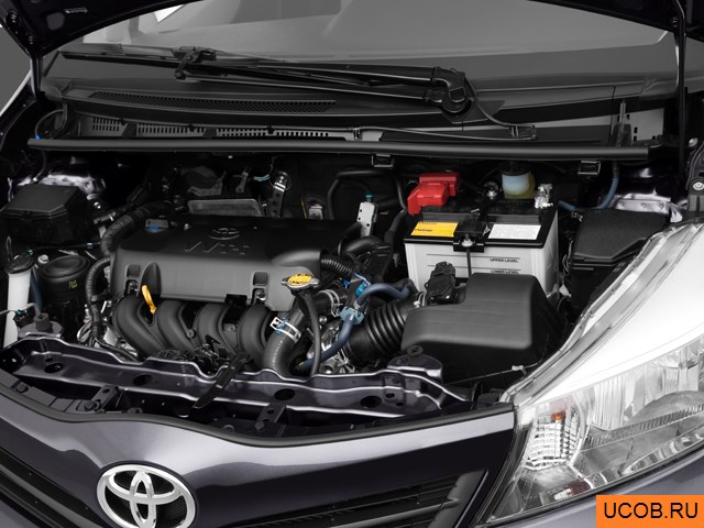 Hatchback 2012 года Toyota Yaris в 3D. Моторный отсек.