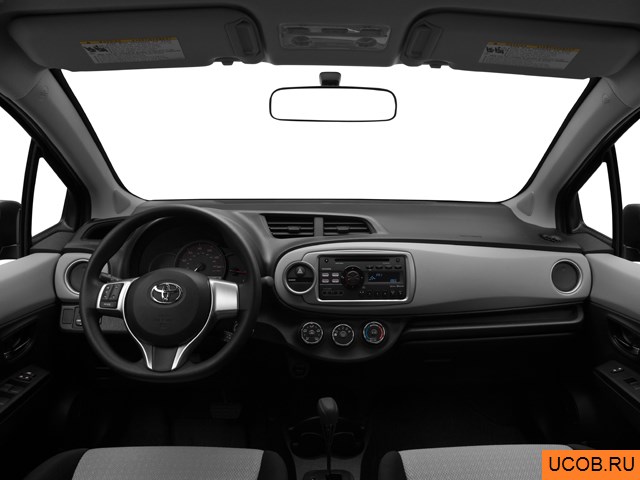 Hatchback 2012 года Toyota Yaris в 3D. Вид водительского места.