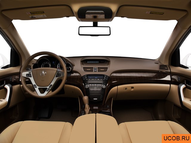 SUV 2012 года Acura MDX в 3D. Вид водительского места.