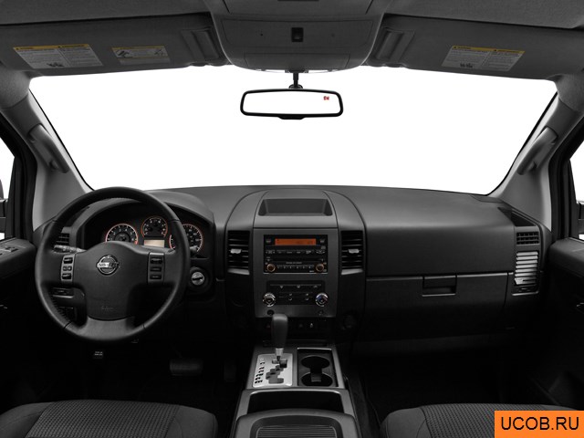Pickup 2012 года Nissan Titan в 3D. Вид водительского места.