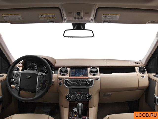 SUV 2012 года Land Rover LR4 в 3D. Вид водительского места.