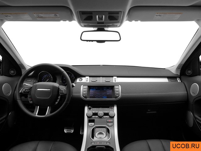 SUV 2012 года Land Rover Range Rover Evoque в 3D. Вид водительского места.
