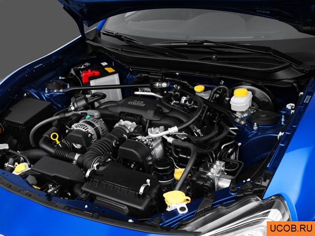 Coupe 2013 года Subaru BRZ в 3D. Моторный отсек.
