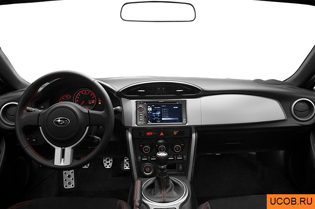 Coupe 2013 года Subaru BRZ в 3D. Вид водительского места.