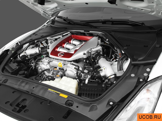 Coupe 2013 года Nissan GT-R в 3D. Моторный отсек.
