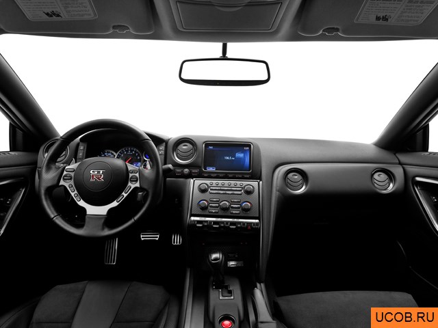 Coupe 2013 года Nissan GT-R в 3D. Вид водительского места.