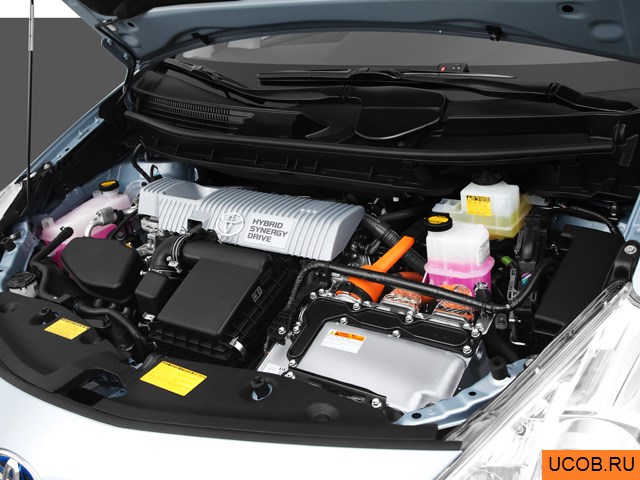 Hatchback 2012 года Toyota Prius V в 3D. Моторный отсек.