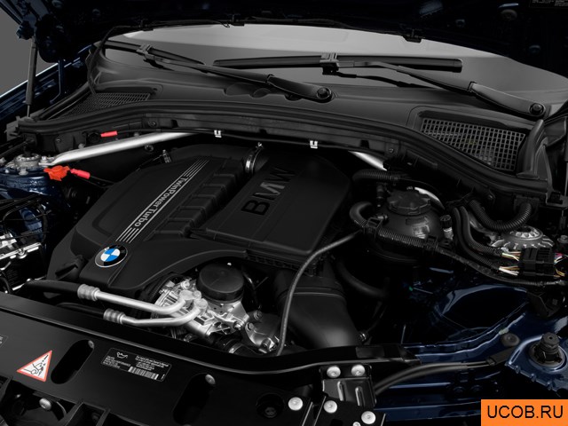 CUV 2013 года BMW X3 в 3D. Моторный отсек.