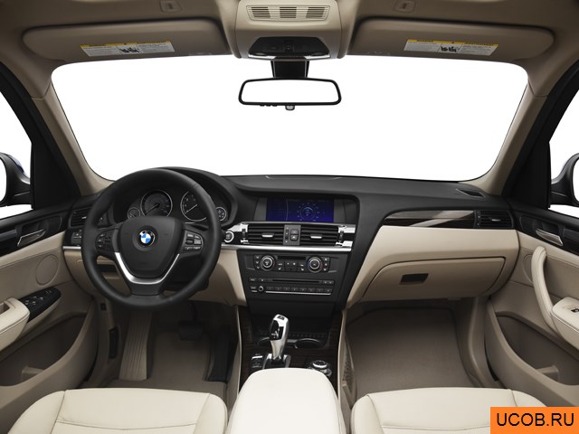 CUV 2013 года BMW X3 в 3D. Вид водительского места.