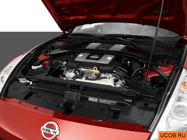 Convertible 2013 года Nissan Z Roadster в 3D. Моторный отсек.