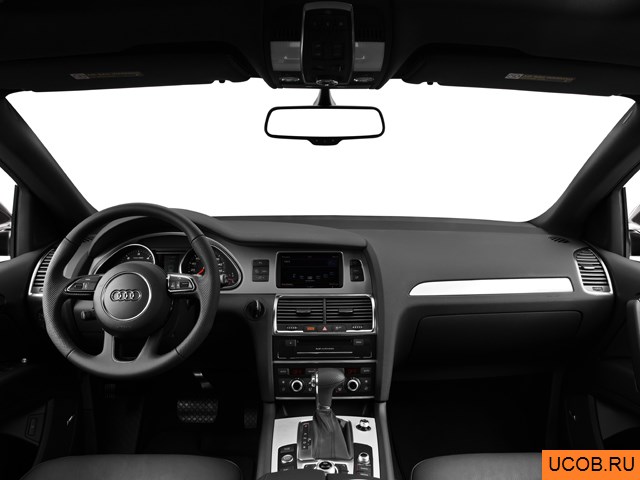 SUV 2013 года Audi Q7 в 3D. Вид водительского места.
