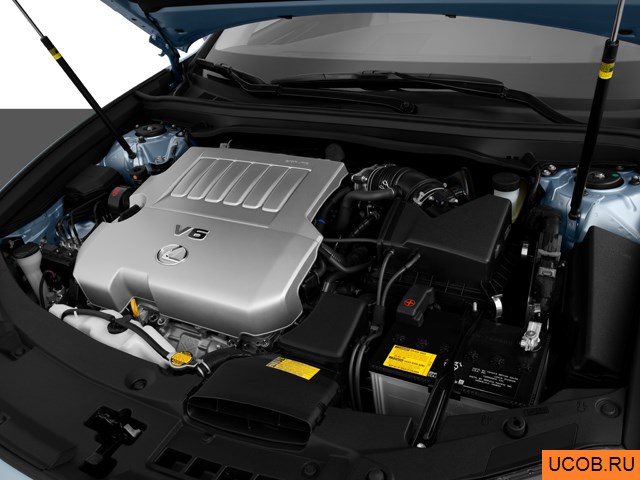 Sedan 2013 года Lexus ES в 3D. Моторный отсек.