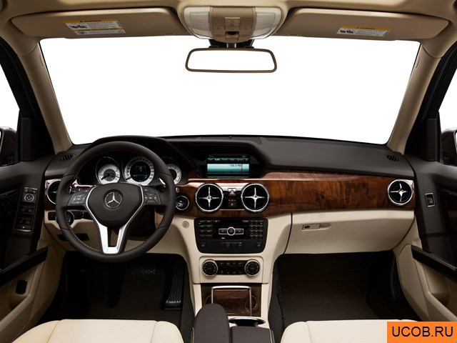 SUV 2013 года Mercedes-Benz GLK-Class в 3D. Вид водительского места.