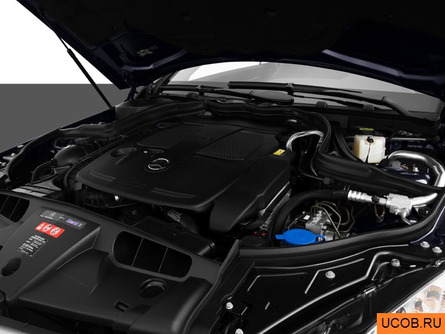 Coupe 2013 года Mercedes-Benz E-Class в 3D. Моторный отсек.