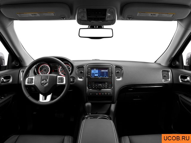 SUV 2013 года Dodge Durango в 3D. Вид водительского места.