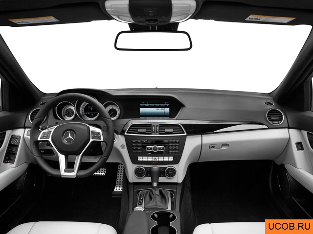 Sedan 2013 года Mercedes-Benz C-Class в 3D. Вид водительского места.