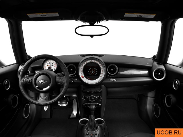 Hatchback 2013 года Mini Cooper в 3D. Вид водительского места.