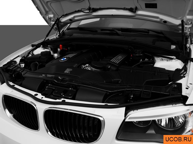 Coupe 2013 года BMW 1-series в 3D. Моторный отсек.