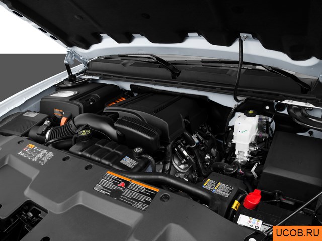 Pickup 2013 года Chevrolet Silverado Hybrid в 3D. Моторный отсек.