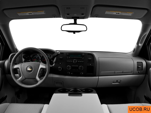Pickup 2013 года Chevrolet Silverado Hybrid в 3D. Вид водительского места.