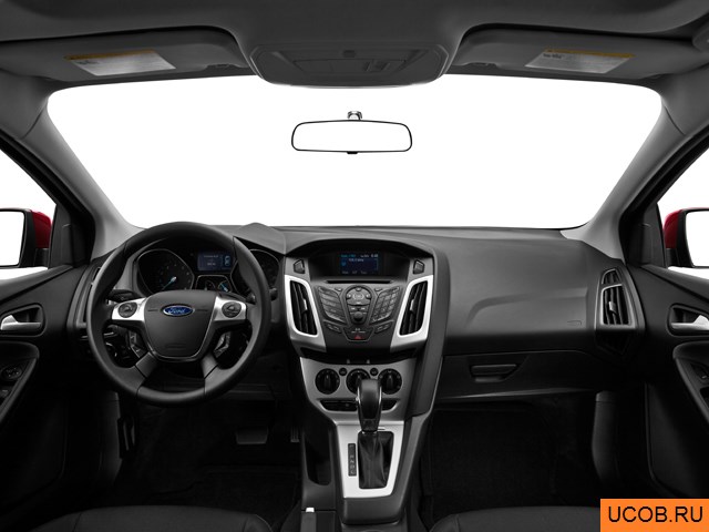 Sedan 2013 года Ford Focus в 3D. Вид водительского места.