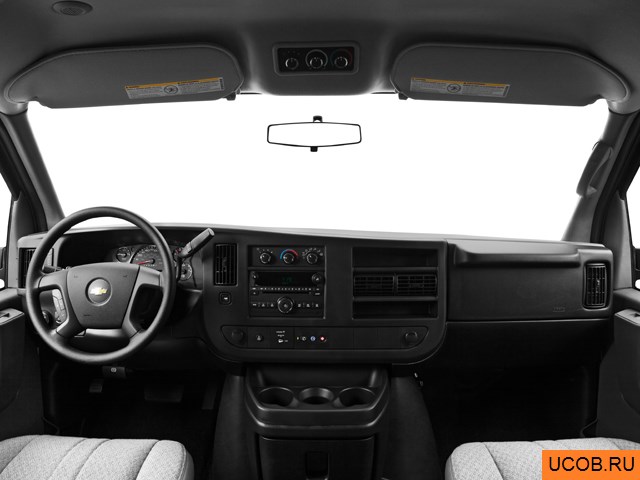 Passenger van 2013 года Chevrolet Express 3500 Passenger в 3D. Вид водительского места.