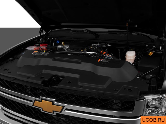 Pickup 2013 года Chevrolet Silverado 3500HD в 3D. Моторный отсек.