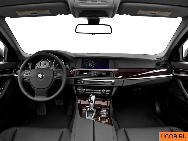 Sedan 2013 года BMW 5-series в 3D. Вид водительского места.