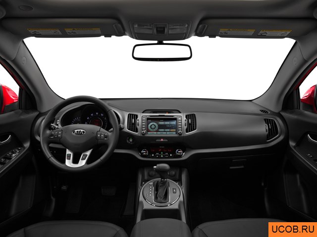 CUV 2013 года Kia Sportage в 3D. Вид водительского места.
