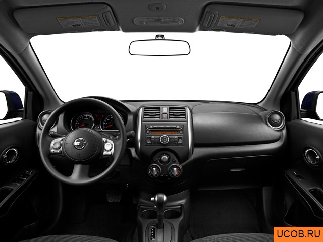 Sedan 2013 года Nissan Versa в 3D. Вид водительского места.